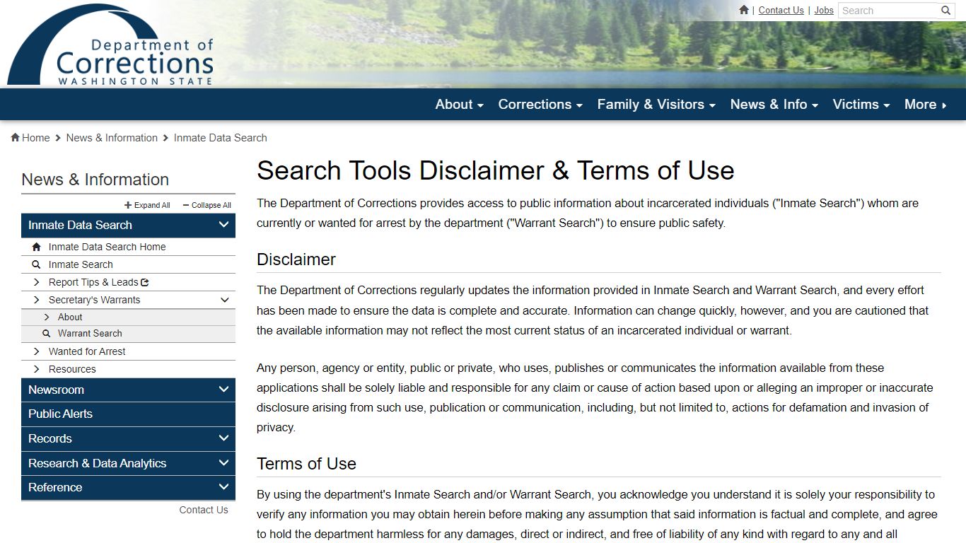Search Tools Disclaimer & Terms of Use | Washington State Department of ...